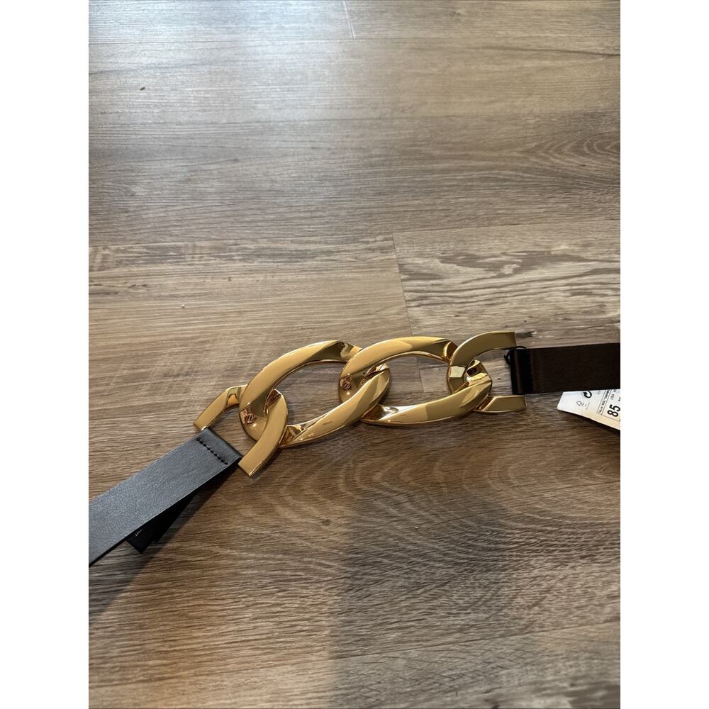 ZARA Women's Black Belt Gold Buckle 85cm/~33 Inches (US)